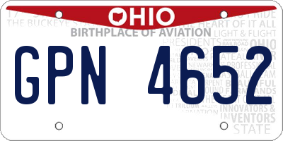 OH license plate GPN4652