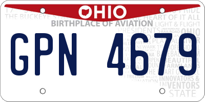 OH license plate GPN4679