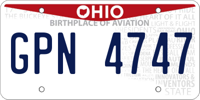 OH license plate GPN4747