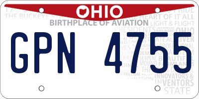 OH license plate GPN4755