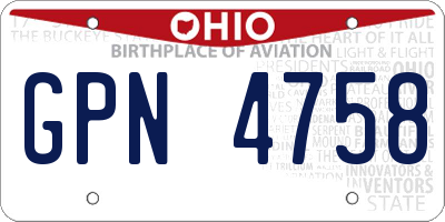 OH license plate GPN4758
