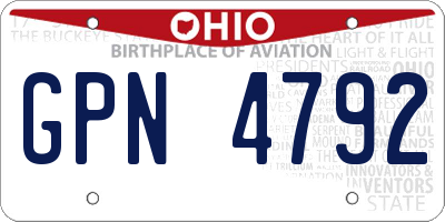 OH license plate GPN4792