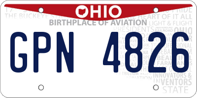 OH license plate GPN4826