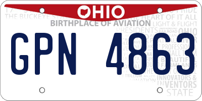 OH license plate GPN4863