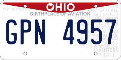 OH license plate GPN4957