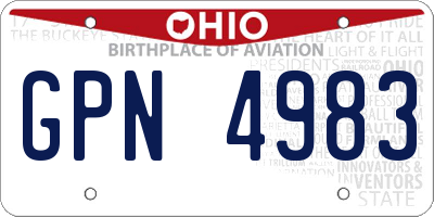 OH license plate GPN4983