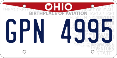 OH license plate GPN4995