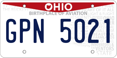 OH license plate GPN5021