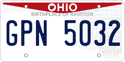 OH license plate GPN5032