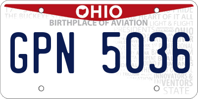 OH license plate GPN5036