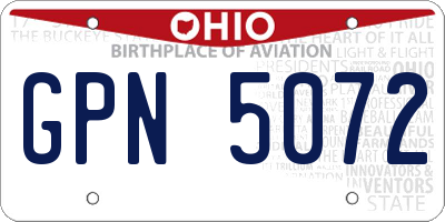 OH license plate GPN5072