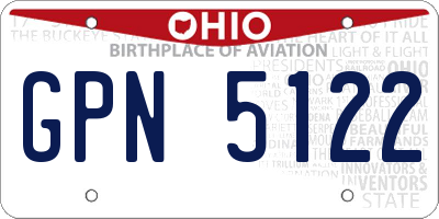 OH license plate GPN5122