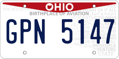 OH license plate GPN5147