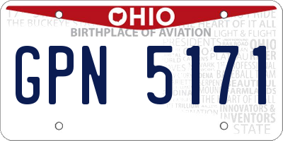 OH license plate GPN5171