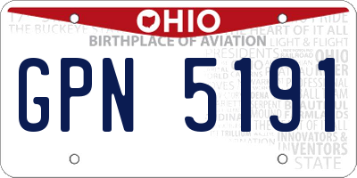 OH license plate GPN5191