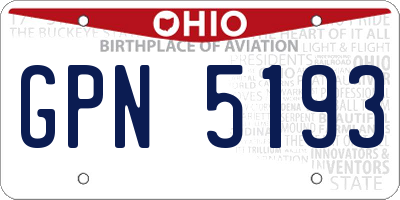 OH license plate GPN5193