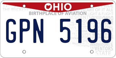 OH license plate GPN5196