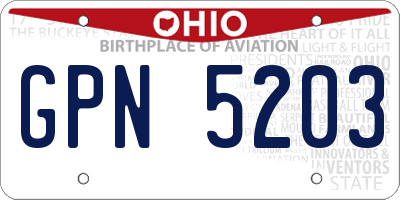 OH license plate GPN5203