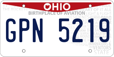 OH license plate GPN5219