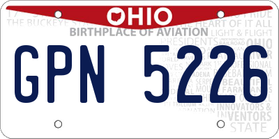 OH license plate GPN5226