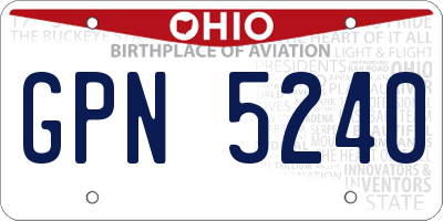 OH license plate GPN5240