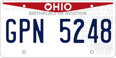 OH license plate GPN5248