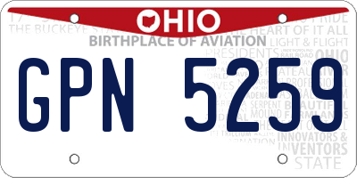 OH license plate GPN5259