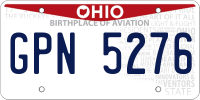 OH license plate GPN5276