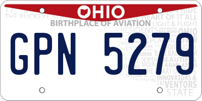 OH license plate GPN5279