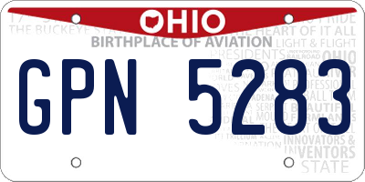 OH license plate GPN5283