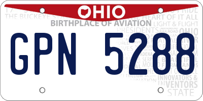 OH license plate GPN5288