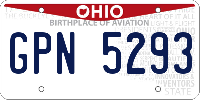 OH license plate GPN5293