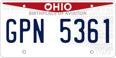 OH license plate GPN5361