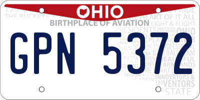 OH license plate GPN5372