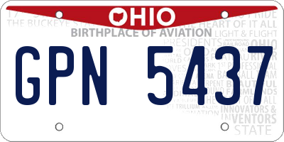 OH license plate GPN5437