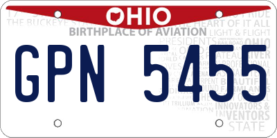 OH license plate GPN5455
