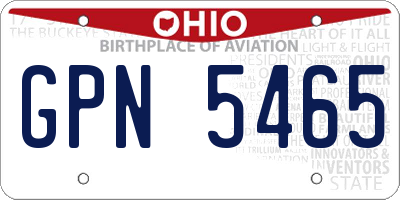 OH license plate GPN5465