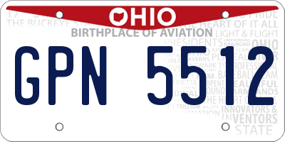 OH license plate GPN5512