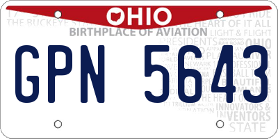 OH license plate GPN5643