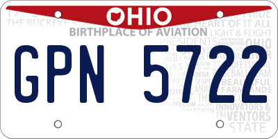 OH license plate GPN5722