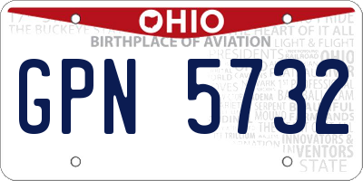 OH license plate GPN5732
