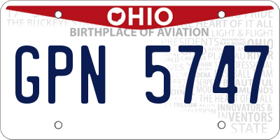 OH license plate GPN5747