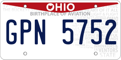 OH license plate GPN5752