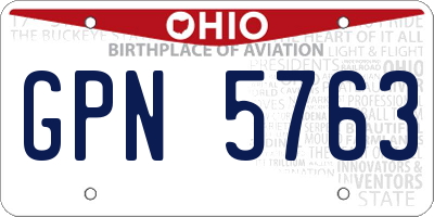 OH license plate GPN5763