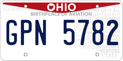 OH license plate GPN5782