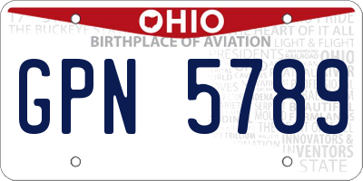 OH license plate GPN5789