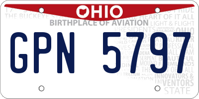 OH license plate GPN5797