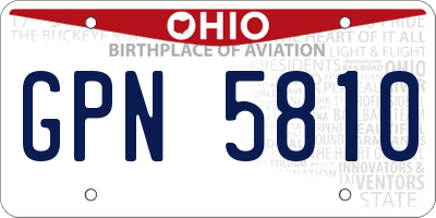 OH license plate GPN5810
