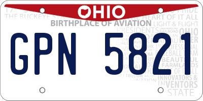 OH license plate GPN5821