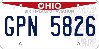 OH license plate GPN5826